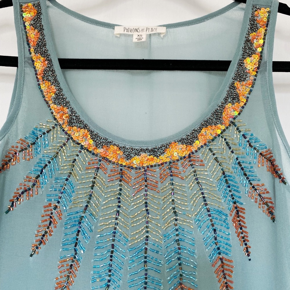 Powder Blue Sequin and Beaded Dreamcatcher Tunic - Picture 2 of 4